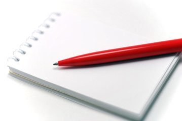 notebook and a red pen, close-up