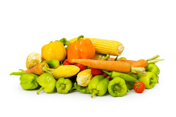 Various vegetables isolated on the white background