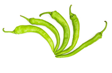 Green peppers isolated on the white background