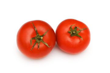 Red tomatoes isolated on the white background