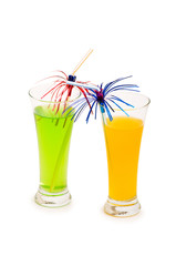 Orange and apple cocktail isolated on the white background