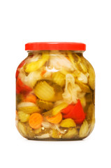 Pickles jar isolated on the white background