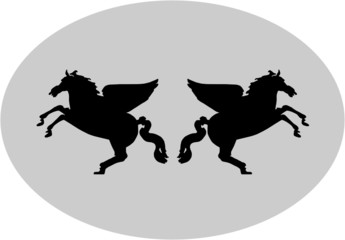 Obraz na płótnie Canvas Vector Grafic Horses with Wings Emblem