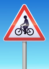 Panneau de danger débouché de cyclistes