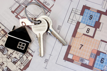 Keys with home on blueprints - 8786659