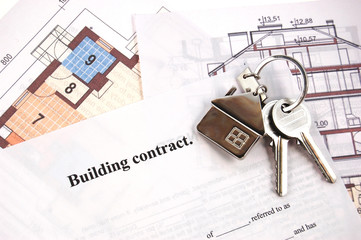 Keys on building contract and blueprints - 8786815
