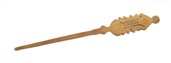 Distaff wooden carved