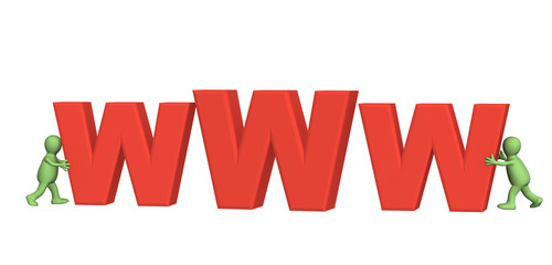 3d puppet, making letters www of red color