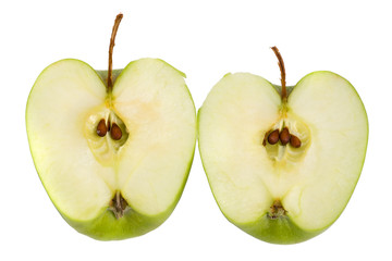 Apple cut into half.