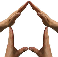Isolated hands as a house