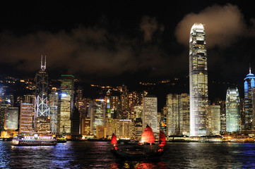 Fototapeta premium Night scene of cityscape in Hong Kong