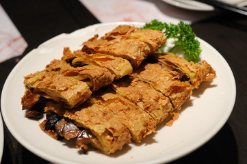 Plate of deep fried bean curd