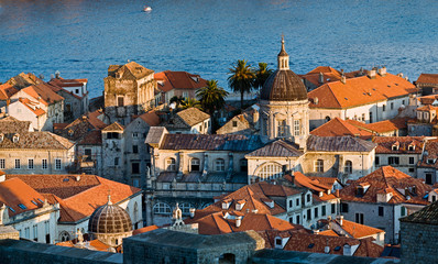 Naklejka premium Dubrovnik old city details at sunset - Cathedral.