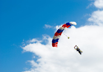 The first jump with the instructor on a parachute