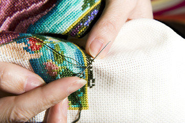 Cross stitch art in the making