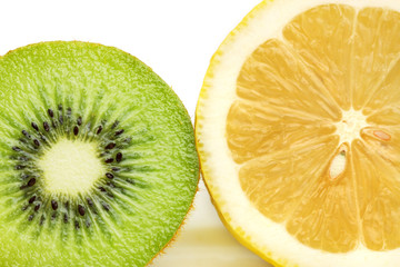 Fototapeta na wymiar Kiwi Fruit And Lemon