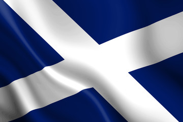 Scottish flag waving in the wind