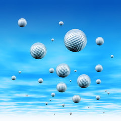 Fototapeta na wymiar Golf balls in sky