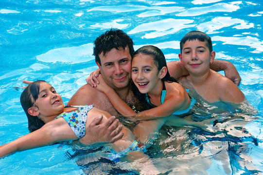 Family int he pool