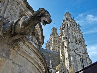 Tours Cathedral with daze gargoyle