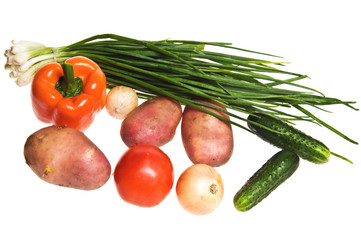 fresh vegetables isolated on white background