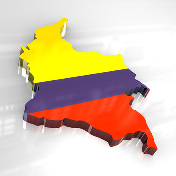 3d flag map of Colombia