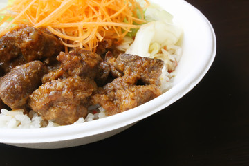 Beef Curry With Rice and Vegetables Dish