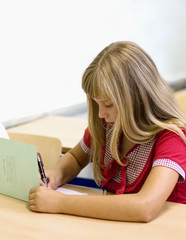 Schoolgirl writing