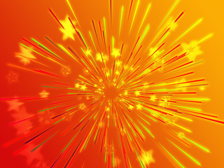 Central bursting explosion of dynamic flying stars illustration