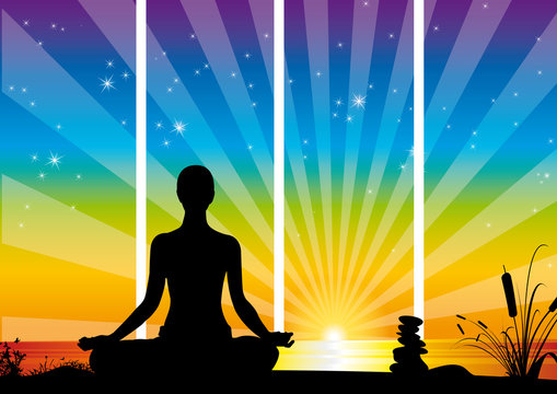 Woman multicolor zen attitude