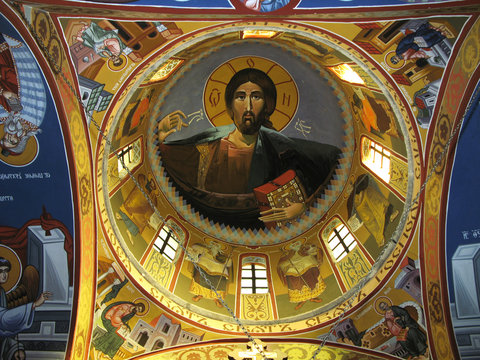 Inside illustration of main church dome at Tavna monastery