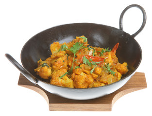 Cauliflower Bhahji in an authentic korai serving dish