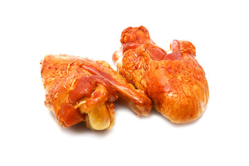 two roasted turkey wings isolated over white