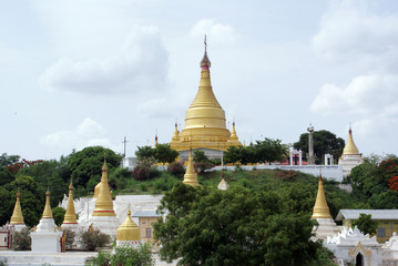 Golden stupas on Sagaing hill, Mandalay, Myanmar