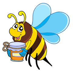 Cute bee with honey