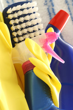 close-ups of cleaning supplies - housework
