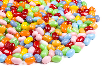 Colorful Jelly Beans Candy on a White Background