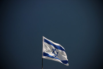 israel flag dark blue sky