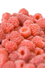 Freshly Picked Raspberries Isolated on White