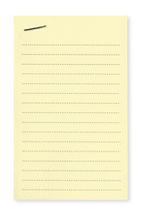 Blank lined yellow notepaper.  Clipping path included.