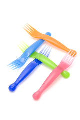 object on white - kitchen utensil plastic fork