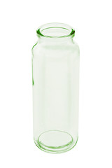 Tall empty glass jar on white background