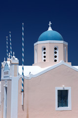 Wonderful view of City buildings and bay on Santorini, Greece