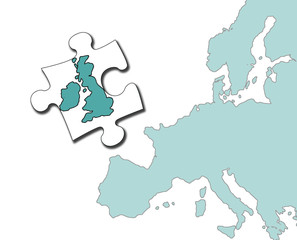 Conceptual image showing Britain on jigsaw piece