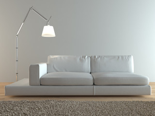 Contemporary Italian white leather couch