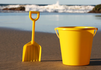 Yellow bucket and spade