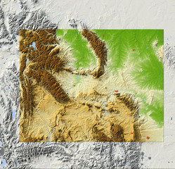 Wyoming. Shaded relief map.