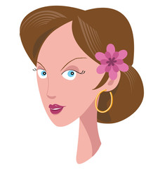 Illustration portrait femme châtain