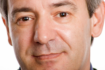 mature casual man portrait, isolated on white