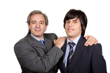 two young business men portrait, isolated on white..